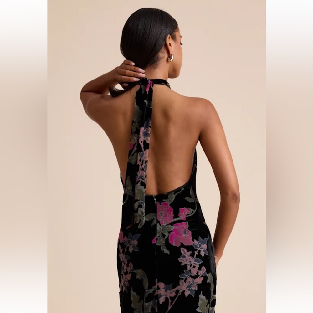Lulu's Black and Pink Floral Maxi Dress - Picture 2 of 5